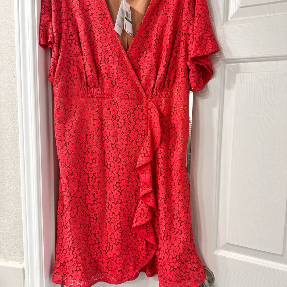 Red Lace Wrap Dress